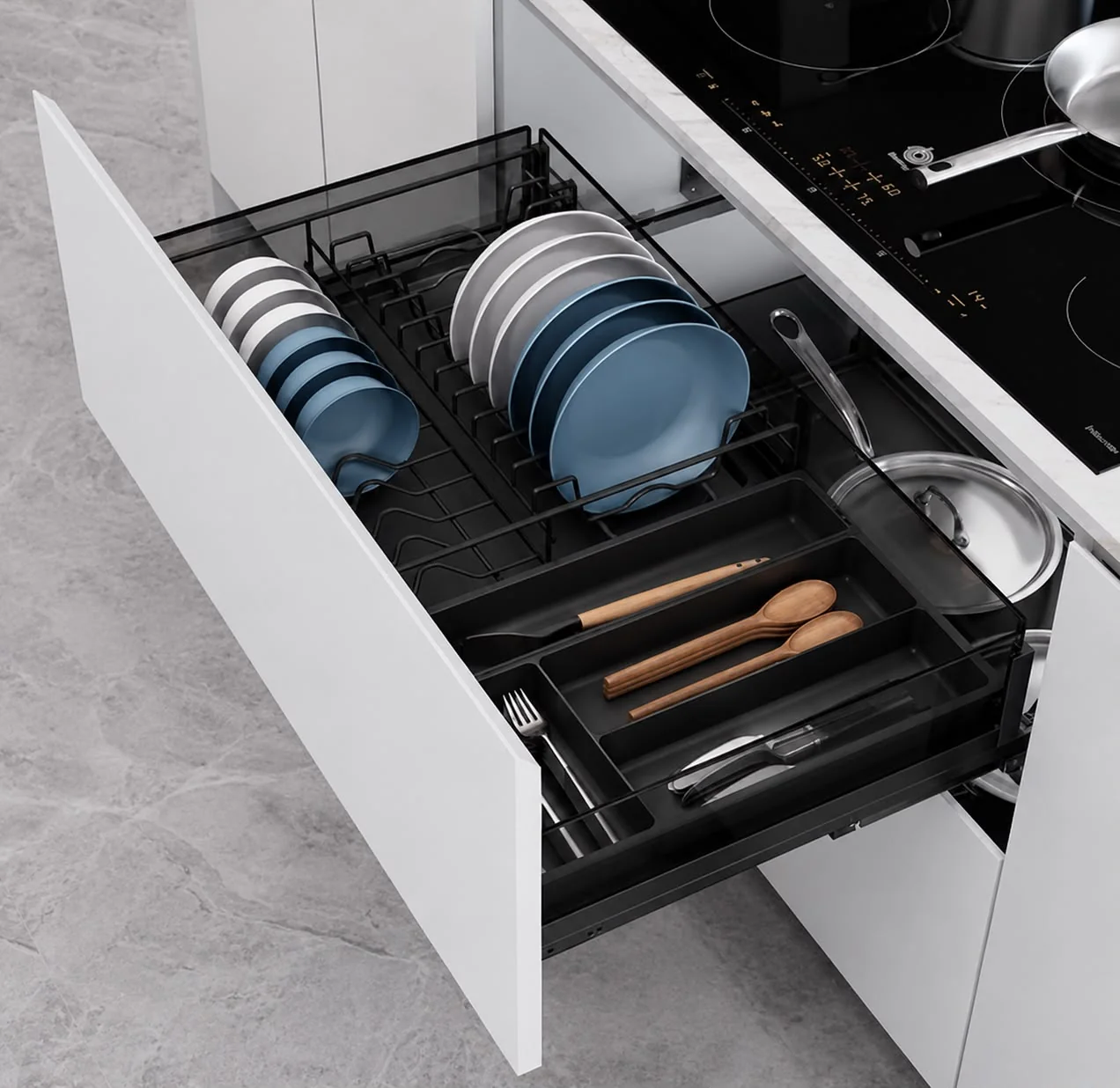 Drawer Plate Rack Matte Black Antirust
