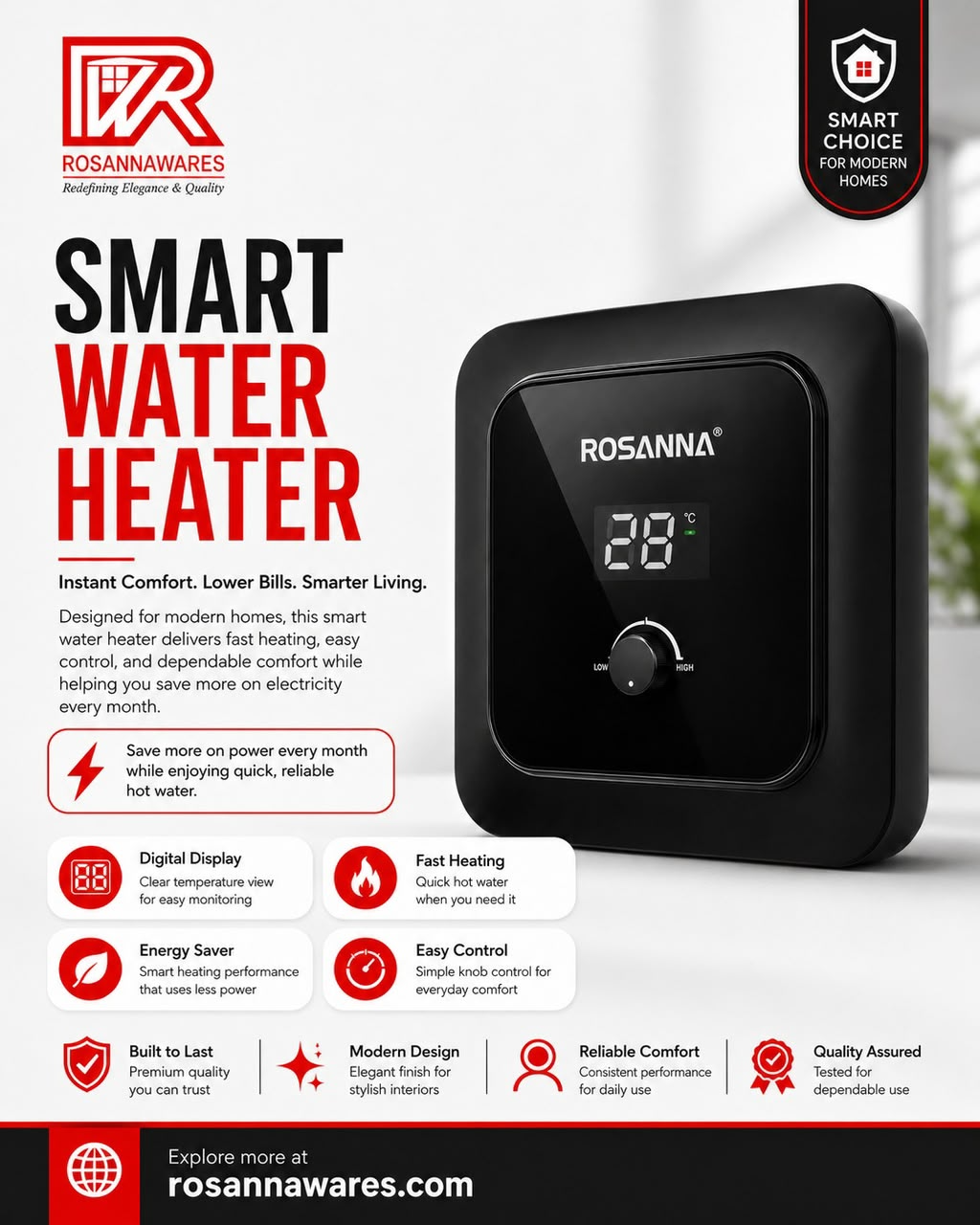 Energy Saving All Black Water Heater with Temperature Timer