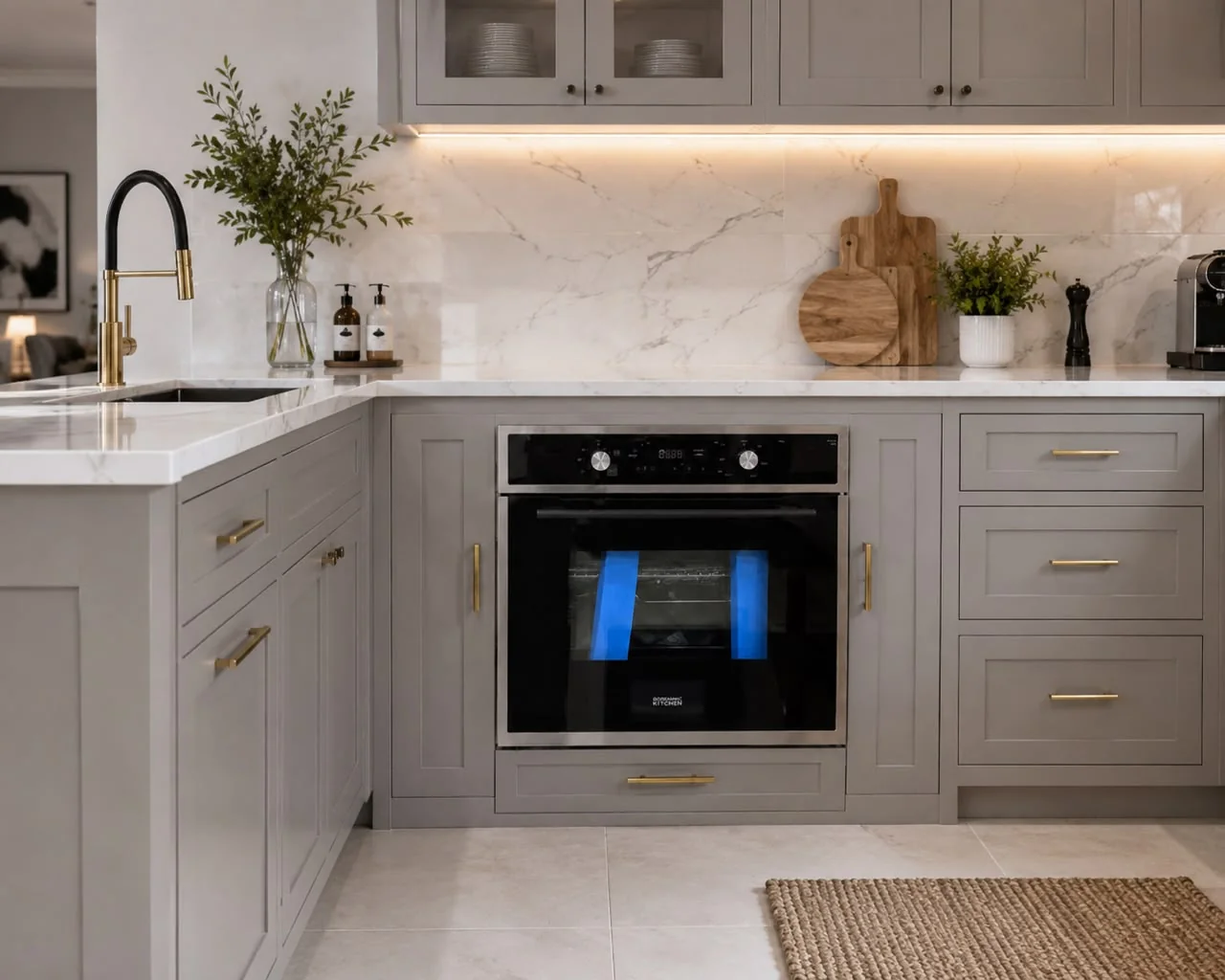 Digital Gas and Electric Oven Silver Stripes