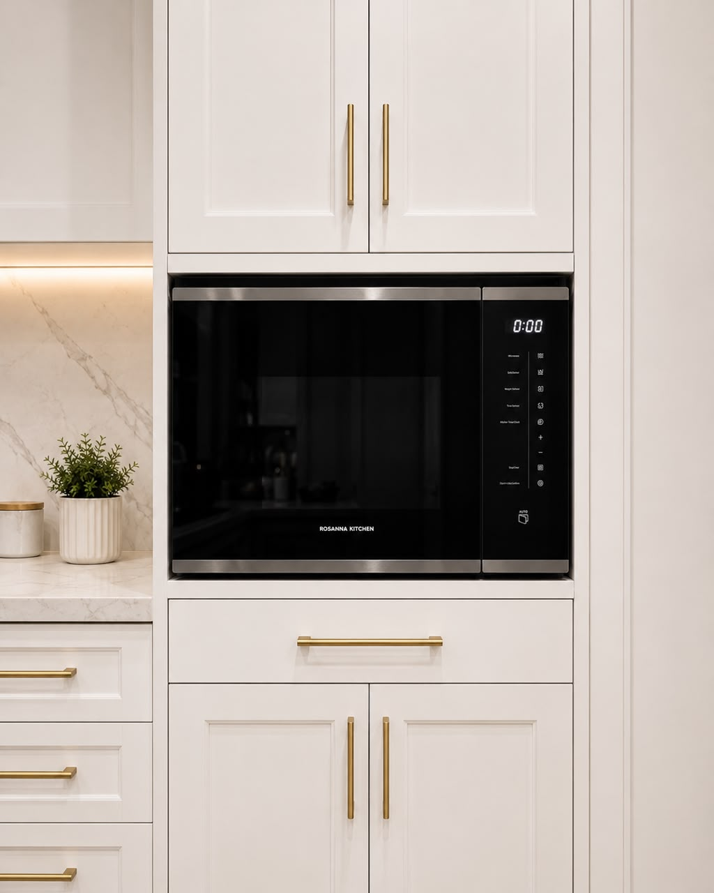 Digital Microwave Oven with Silver Stripes Diamond Black Glass